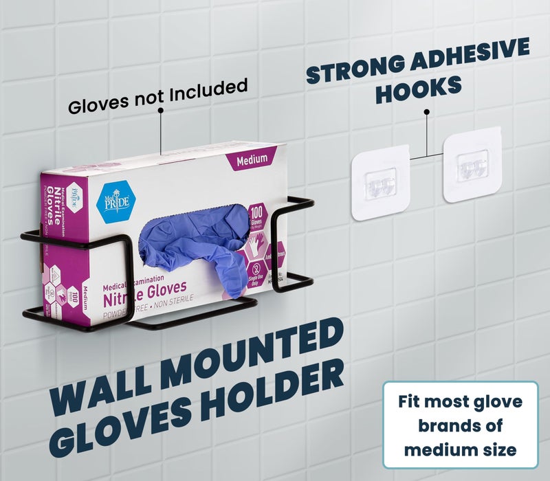 Alpine Single Box Wire Wall Mount Glove Dispenser - Mounted Organizer Rack for Disposable Surgical Glovebox & Tissue Boxes - Hanging Lab & Kitchen Storage (Black, 1 Box) - Image 2